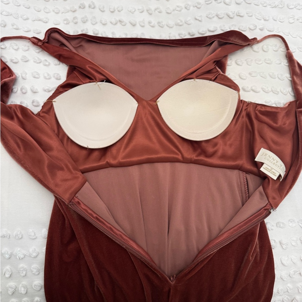 Jenny Yoo English Dusty Rose Sullivan Dress Size 0 Stretch Velvet - Picture 16 of 16